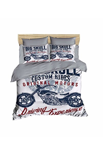 Fabeteks Big Skull Motors 3D Double Duvet Cover Pillow Set