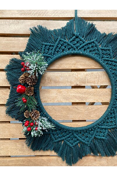 SuMavisi Makrome Kırmızı Kapı Süsü / Yeniyıl Dekoru /Yılbaşı Özel