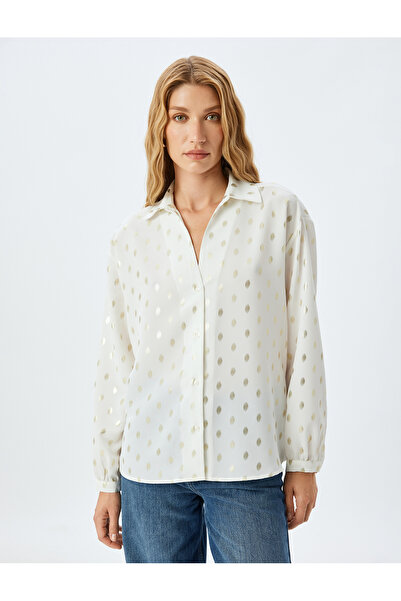 Koton Glänzendes, langärmliges Hemd mit Polka Dot-Muster