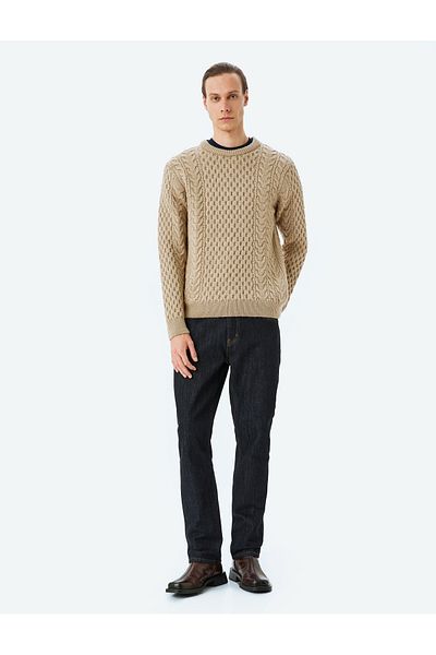 Koton Crew Neck Textured Knitwear Sweater