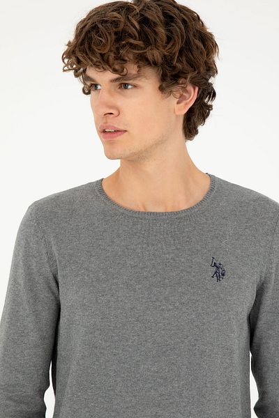 U.S. Polo Assn. Men's Gray Melange Basic Sweater 50293505 -Vr086