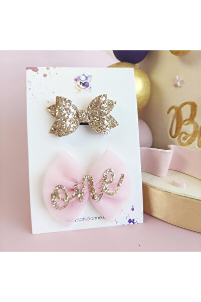 Sahici Anne دبوس شعر للأطفال بعمر سنة واحدة - 7 سم، وردي فاتح ذهبي