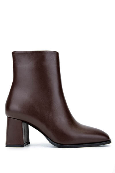Tamer Tanca Women's Genuine Leather Brown Leather Heeled Boots