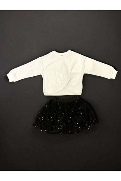 Zekids Girl's Crop Blouse Sequin Skirt Suit