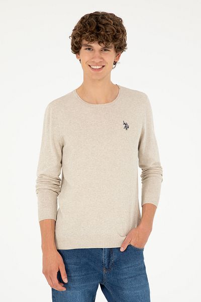 U.S. Polo Assn. Men's Stone Melange Basic Sweater 50293505 -Vr225