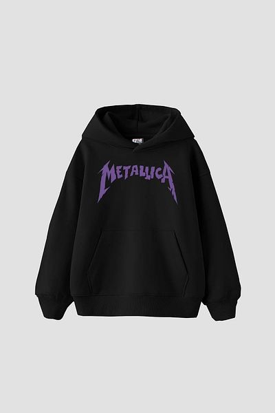 Sekizbiraltı Φούτερ με κουκούλα Metallica Purple Back Printed Μαύρο Oversize