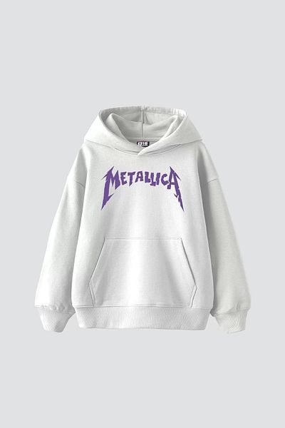 Sekizbiraltı Φούτερ με κουκούλα Metallica Purple Back Printed White Oversize