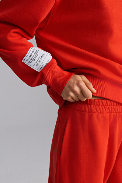 GRIMELANGE TEAIRA Kadın Organik Pamuklu Kırmızı Eşofman Altı