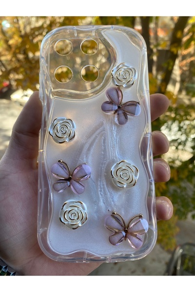 AQUA AKSESUAR Realme 11 4G Uyumlu Kılıf 5D Kabartmalı Kelebek Çiçek Desenli K...