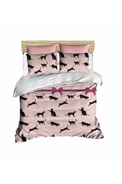 Fabeteks Cats 3D Double Duvet Cover Pillow Set with Ribbon
