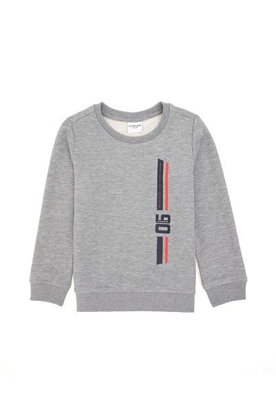 U.S. Polo Assn. Boys' Gray Crew Neck Melange Sweatshirt - 50293546 -Vr086