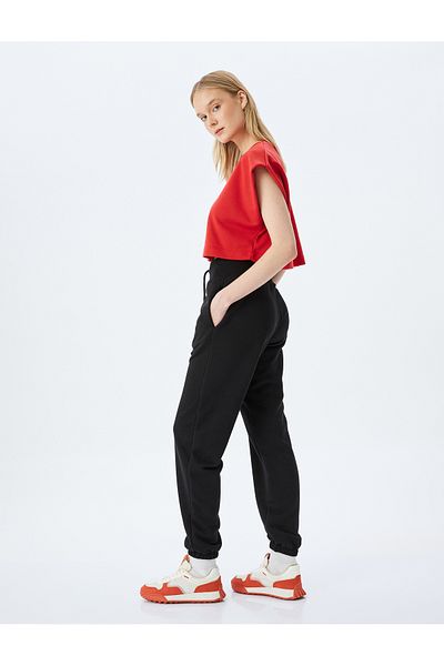 Koton Λεπτομερές αθλητικό παντελόνι Jogger με κορδόνι με ψηλή μέση