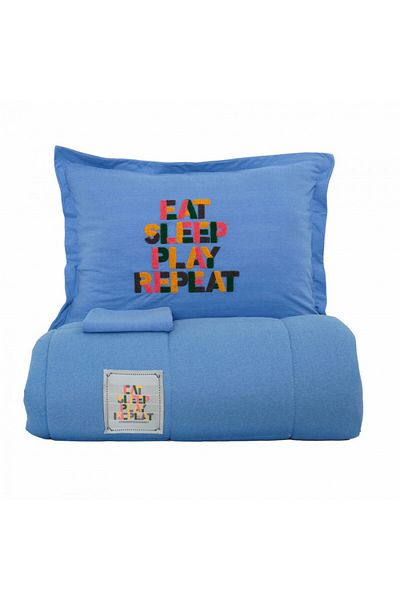 Karaca Startseite Motto Cotton Comfort Tek Kişilik Uyku Seti Mavi