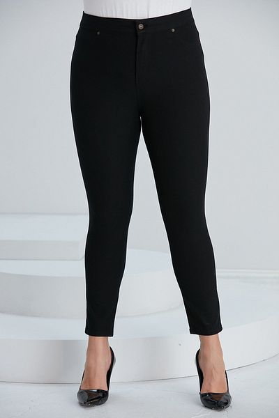 RMG Large Size Cotton Trousers with Pocket Detail Black (Tight Fit 1 Size Large Prefer)