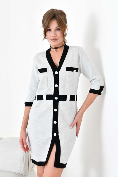 FTZ WOMEN Γυναικείο Πλεκτό Φόρεμα Ecru 20970