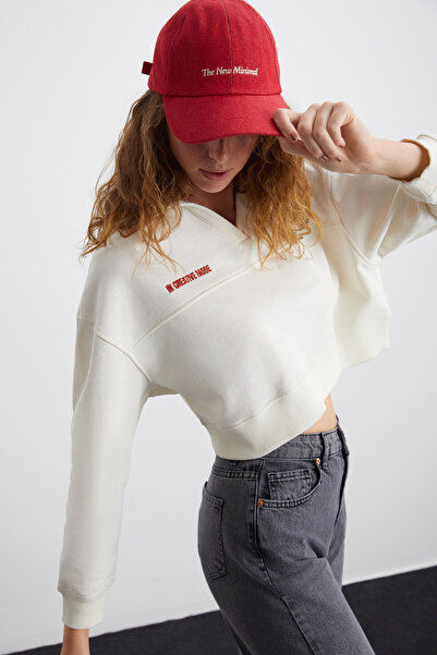 GRIMELANGE LANEY Damen-Sweatshirt aus Bio-Baumwolle in Ecru