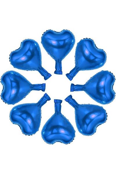 parti sürprizi Blue Heart Mini Shap Foil Balloon 6 Pieces
