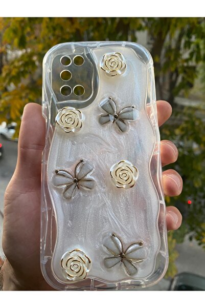 AQUA AKSESUAR Oppo A52/A72/A92 Uyumlu Kılıf 5D Kabartmalı Kelebek Çiçek Desen...