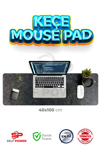 Self Power 40X100 cm Felt Desk - Gaming Mouse Pad and Organizer Mat