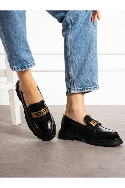 Alemdar Shoes Дамски мокасини Lumen Black Laced Leather с катарама