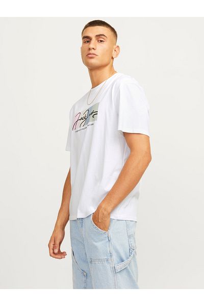 Jack & Jones Jorportland Block Branding Ss Cn Ln 12262662   Bright White