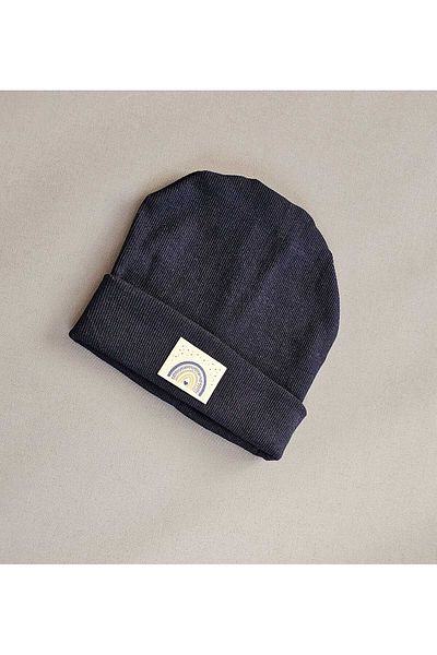 ALYA Stretchy Camisole Beanie with Baby Child Label Pompom Without Pompom