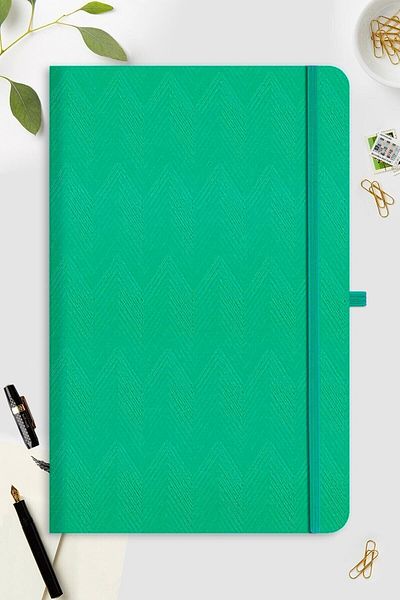 Le Color Undated Classic Notebook Rec Note 13x21 Lined Green Patterned