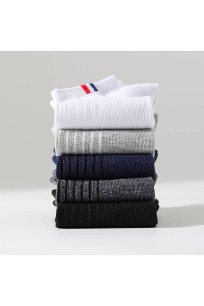 Gürhan Çorap 5 Pairs Cotton Mixed Color Sports Booties Socks for Men and Women - Derbi Pattern