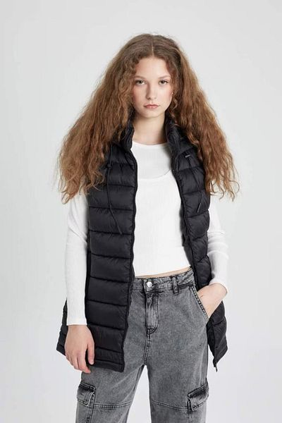 DeFacto Thick Seasonal Water Repellent Inflatable Vest with Hood and Zipper, Pocket A0976Ax24Au