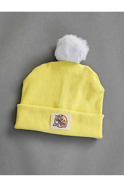ALYA Stretchy Camisole Beanie with Baby Child Label Pompom Without Pompom