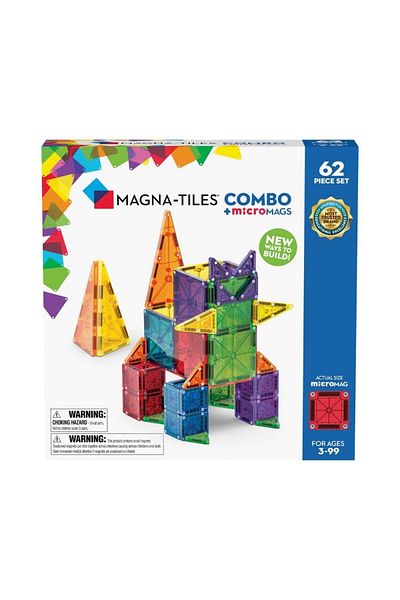 Magna Tiles Magna-Tiles ®   - Combo + Micromags - 62 Pieces