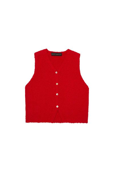 Beauty Omelette Crop Red Knitwear Vest - Boucle Design