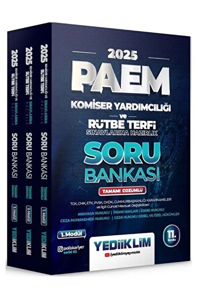 Yediiklim Yayınları Yediiklim 2025 PAEM Komiser Yardımcılığı ve Rütbe Terfi Soru Bankası Çözümlü Modüler Set 11. Baskı