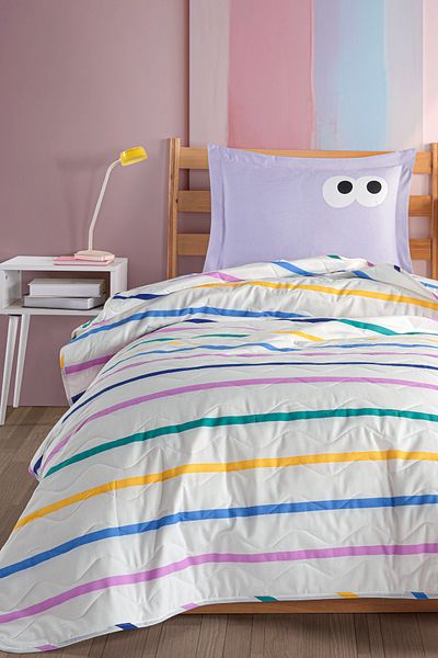 Eponj Home Σετ Καπιτονέ Κρεβατιού Funny Lilac Μονό