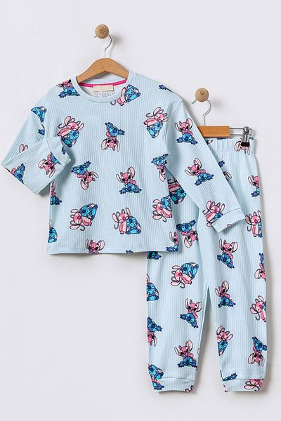 Minik Dolap Set pijamale Stitch Blue pentru copii - 100% bumbac
