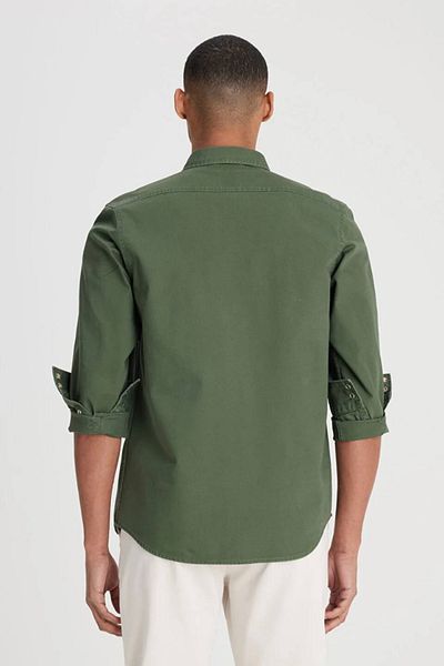 Lee Comfortable Fit - 100% Cotton Khaki Shirt, Loose Fit