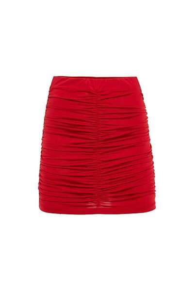 Beauty Omelette Jersey Mini Red Draped Skirt