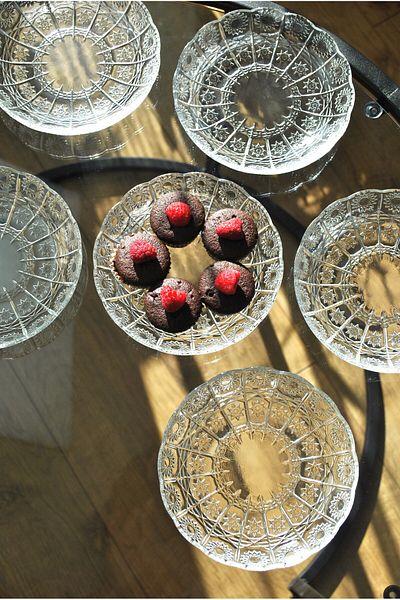 Qualitev Oslo Glass Crystal Model - 14 cm Dessert Breakfast Cookie and 6-Piece Plate