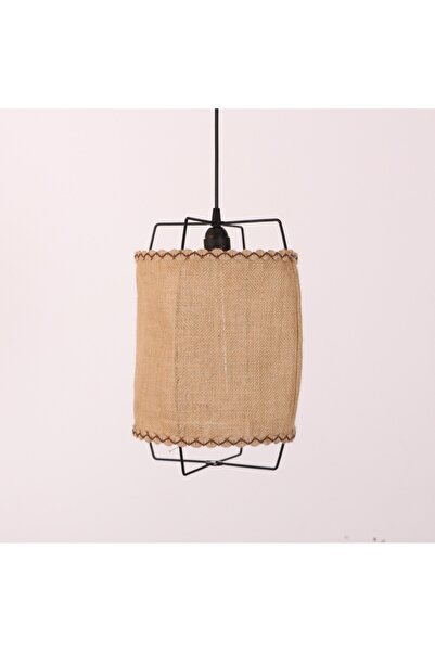 Mylamp Cappadocia Doğal Jut Siyah Barlı Avize 25x35 cm