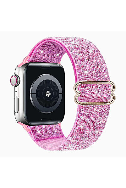 Microcase Apple Watch Series 10 42mm ile Uyumlu Simli Esnek Hasır Örgü Kordon...