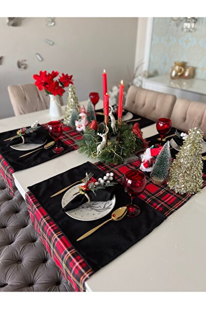 Ayd Home Новорічний оксамитовий стіл - 6-місний американський сервіз, 47x32 Р...