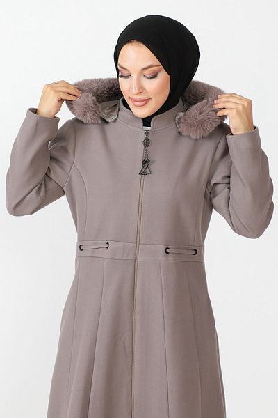 Tesettür Dünyası كامل طول معطف انغلق TSD230803 المنك