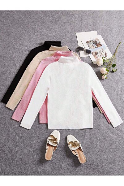 gloryfasion Unisex Pack of 4 Black White Beige Salmon Cotton Turtleneck Camis...