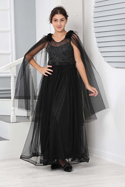 Pantulux Kız Çocuk Uzun Tül Detaylı Düğün&Kına Elbisesi