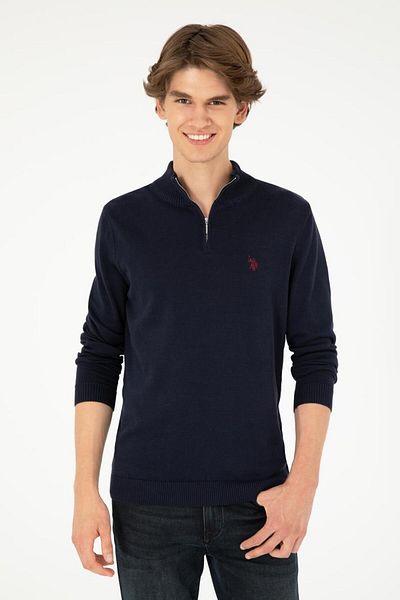 U.S. Polo Assn. Slim Fit Half Zipper 100% Cotton Men's Basic Sweater