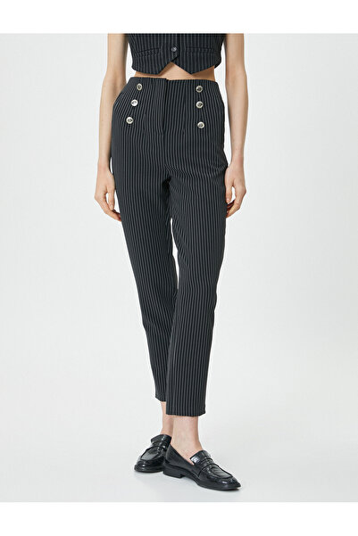 Koton Havuç Pantolon Yüksek Bel Düğme Detaylı Cepli