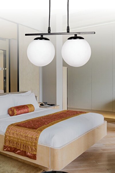 Aydınlatma Dünyam Edel 2'li Siyah Beyaz Cam Avize