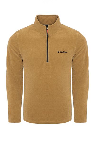 MAXIMILLIAN Stone Color Half Zipper Women's Fleece - Stone
