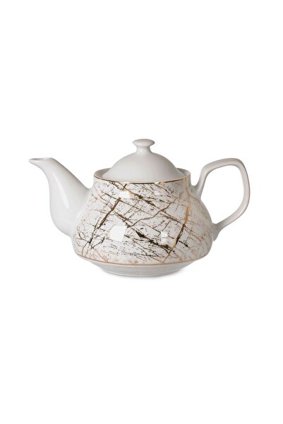 konak züccaciye Porcelain Gold Marble Patterned Teapot 650 ml