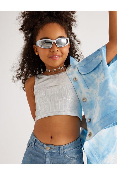 Koton Crop Tank Top ärmellos Rundhals gerippt